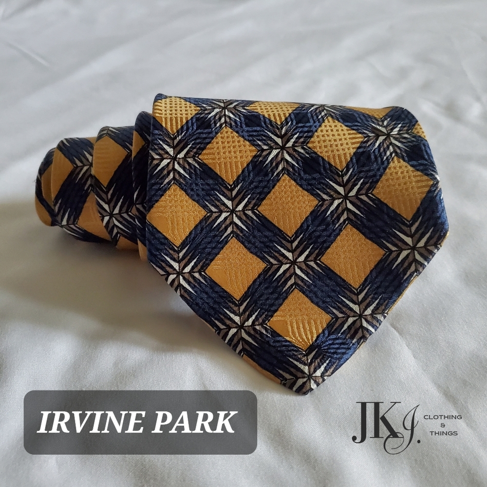 Irvine Park Men's Tie Silk Yellow  Abstract